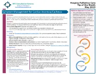 Symptom Management for Cardiac Anorexia/Cachexia