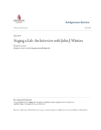 An Interview with John J. Winters Benjamin Carson Bridgewater State University, Benjamin.Carson@Bridgew.Edu