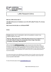 Neo-Liberal Discourse of Substance Use in the UK Reality TV Show, the Jeremy Kyle Show.Pdf
