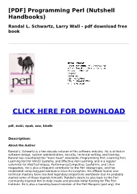 Programming Perl (Nutshell Handbooks) Randal L. Schwartz