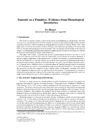 Sonority As a Primitive: Evidence from Phonological Inventories