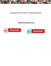 Calculated Field in Pivot Table Data Model