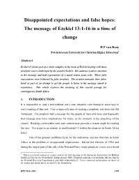 Disappointed Expectations and False Hopes: the Message of Ezekiel 13:1-16 in a Time of Change
