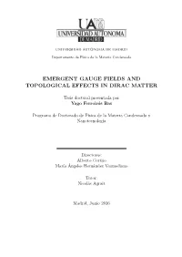 Emergent Gauge Fields and Topological Effects in Dirac Matter