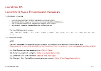 Lab Work 05. Linux/UNIX Shell Environment Variables
