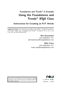 LATEX Class Instructions for Creating an Fnt Article