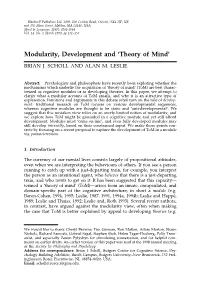 Modularity, Development and 'Theory of Mind'