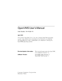 Openvms User's Manual
