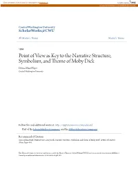 Point of View As Key to the Narrative Structure, Symbolism, and Theme of Moby Dick Delma Ward Tayer Central Washington University