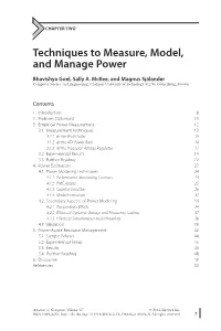 Techniques to Measure, Model, and Manage Power
