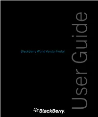 Blackberry World Vendor Portal-User Guide