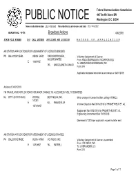 Broadcast Actions 4/4/2019