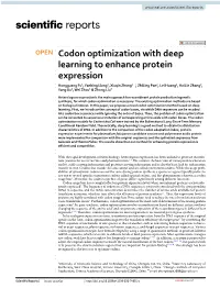 Codon Optimization with Deep Learning to Enhance Protein