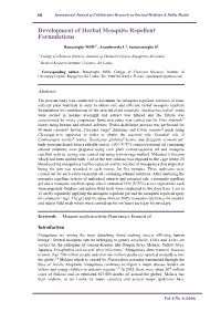 Development of Herbal Mosquito Repellent Formulations