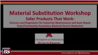 Material Substitution Workshop
