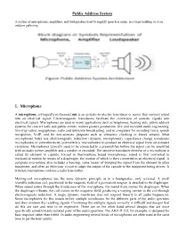 Public Address System 1. Microphone