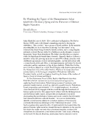 Re-Thinking the Figure of the Humanitarian: Sahar Khalifeh's the End of Spring and the Function of Human Rights Narrative