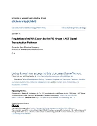 Regulation of Mrna Export by the PI3 Kinase / AKT Signal Transduction Pathway