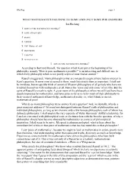 WHAT MATHEMATICS HAS DONE to SOME and ONLY SOME PHILOSOPHERS Ian Hacking