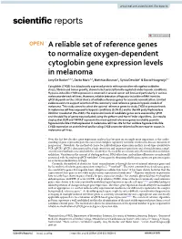 A Reliable Set of Reference Genes to Normalize Oxygen-Dependent Cytoglobin Gene Expression Levels in Melanoma
