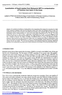 Contribution of Liquid Wastes from Beloyarsk NPP to Contamination of Pyshma River Basin in the Urals