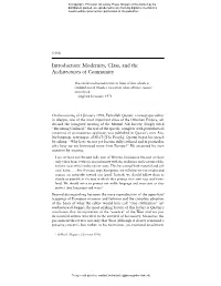 Modernity, Class, and the Architectures of Community