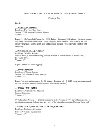 PAPERS Container List Box 1: ACCETTA, DOMINICK Residence