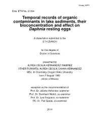 Temporal Records of Organic Contaminants in Lake Sediments, Their Bioconcentration and Effect on Daphnia Resting Eggs