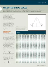 Use of Statistical Tables