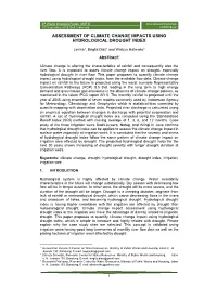 Assessment of Climate Change Impacts Using Hydrological Drought Index