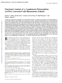 Associated with Functional Analysis of a Complement