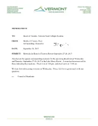 Board of Trustees, Vermont State Colleges Systems FROM
