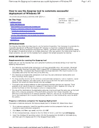 How to Use the Sysprep Tool to Automate Successful Deployment of Windows XP Page 1 of 5