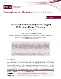 Increasing the Discoverability of Digital Collections Using Wikipedia the Pitt Experience