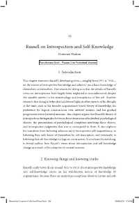 Russell on Introspection and Self-Knowledge Donovan Wishon