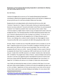Submission on the Australian Broadcasting Corporation's Commitment to Reflecting and Representing Regional Diversity