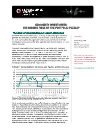 The Role of Commodities in Asset Allocation