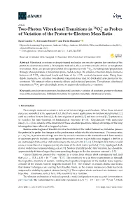 Two-Photon Vibrational Transitions in O As Probes of Variation of the Proton-To-Electron Mass Ratio