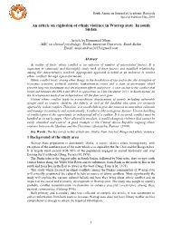 An Article on Explosion of Ethnic Violence in Warrap State in South Sudan