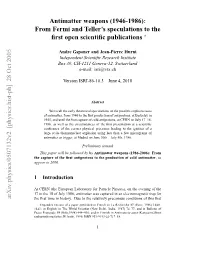 Antimatter Weapons (1946-1986): from Fermi and Teller's