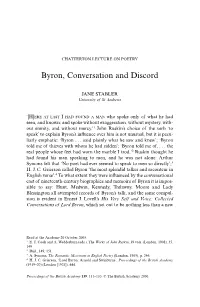 Byron, Conversation and Discord