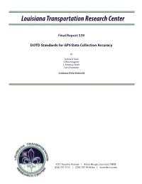 DOTD Standards for GPS Data Collection Accuracy
