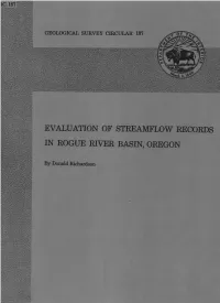 Evaluation of Streamflow Records in Rogue River Basin, Oregon