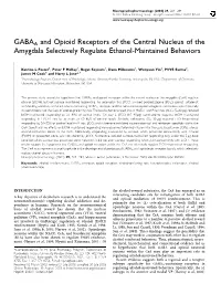 GABAA and Opioid Receptors of the Central Nucleus of the Amygdala Selectively Regulate Ethanol-Maintained Behaviors