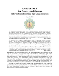 GUIDELINES for Centers and Groups International Sathya Sai Organization