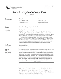 30Th Sunday in Ordinary Time October 23, 2016