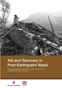Aid and Recovery in Post-Earthquake Nepal — Quantitative Survey: June 2015