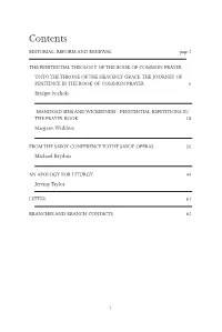 Contents EDITORIAL: REFORM and RENEWAL Page 3