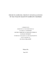 Discrete Generalizations of the Nyquist-Shannon Sampling Theorem