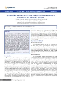 Growthmechanismand Characteristics of Semiconductor Nanowires For